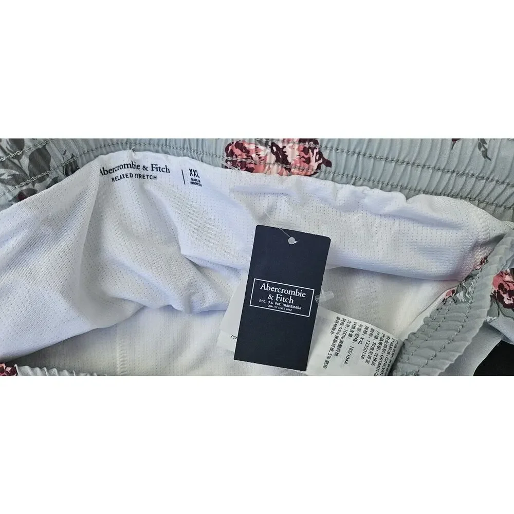 Abercrombie & Fitch Mens Swim Shorts XXL Blue Floral Butterfly Drawstring Trunks